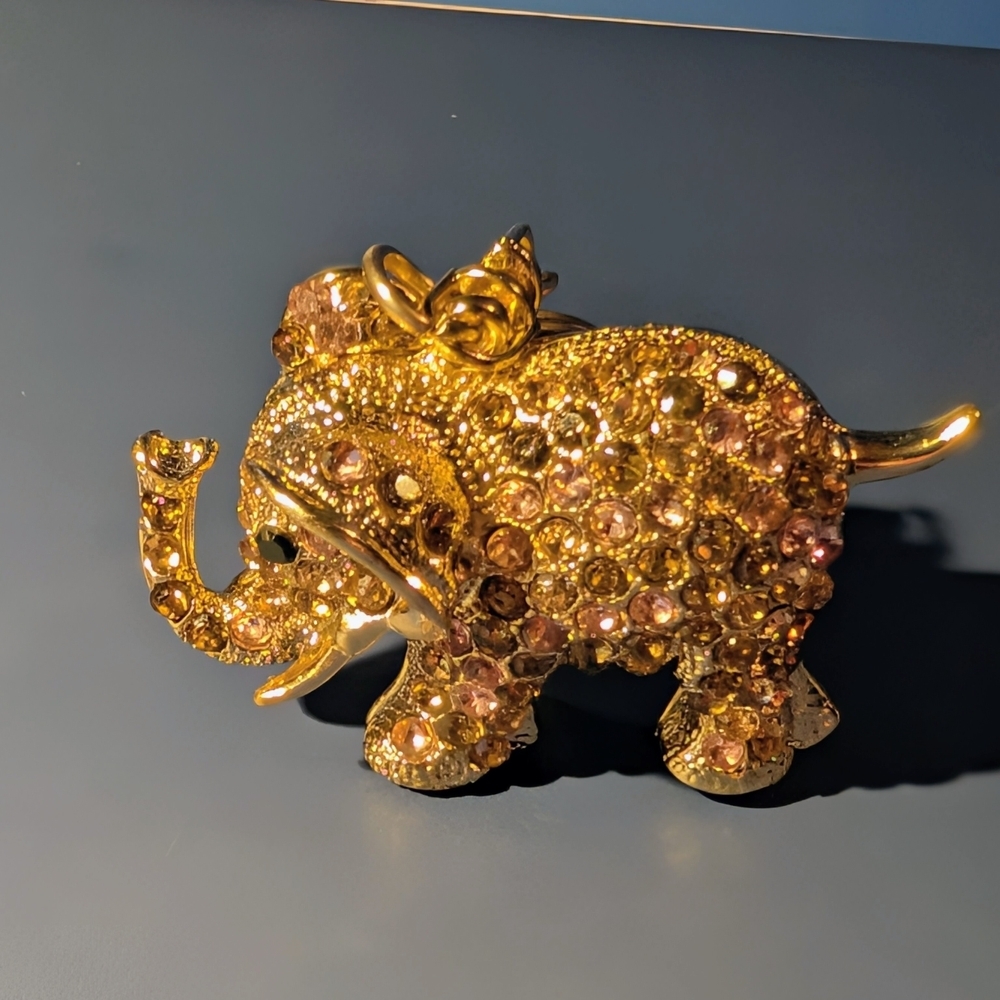 Gold and Pink Elephant Bag Charm/ Keychain